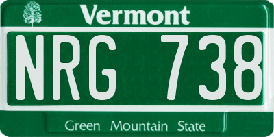 VT license plate NRG738
