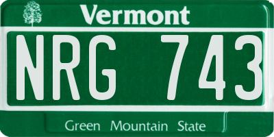 VT license plate NRG743