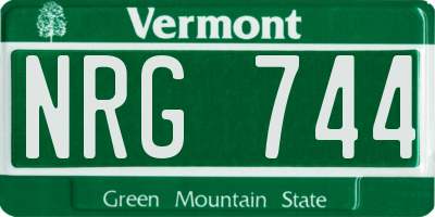 VT license plate NRG744