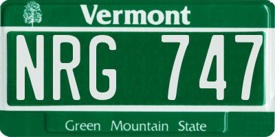 VT license plate NRG747