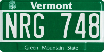 VT license plate NRG748