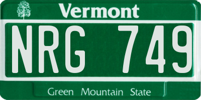 VT license plate NRG749
