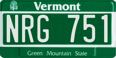 VT license plate NRG751