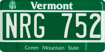 VT license plate NRG752