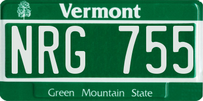 VT license plate NRG755