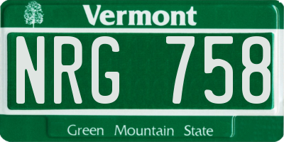 VT license plate NRG758