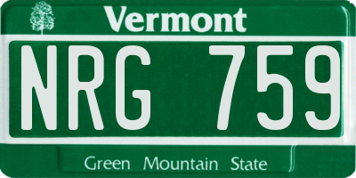 VT license plate NRG759