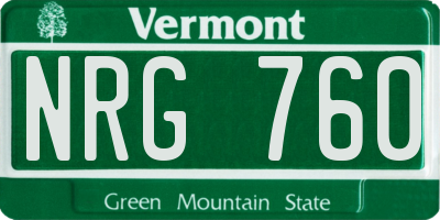 VT license plate NRG760