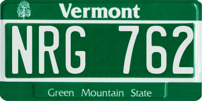 VT license plate NRG762