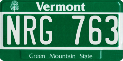 VT license plate NRG763