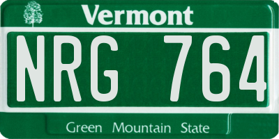 VT license plate NRG764