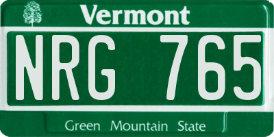 VT license plate NRG765