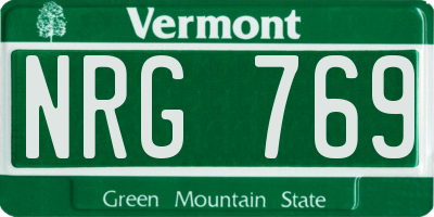 VT license plate NRG769
