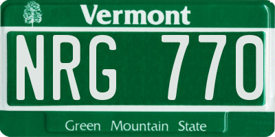 VT license plate NRG770