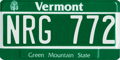 VT license plate NRG772