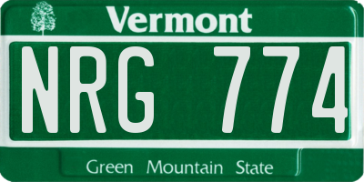 VT license plate NRG774