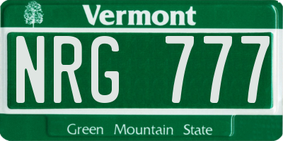 VT license plate NRG777