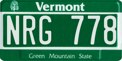 VT license plate NRG778