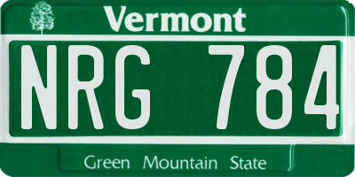 VT license plate NRG784