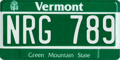 VT license plate NRG789
