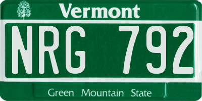 VT license plate NRG792