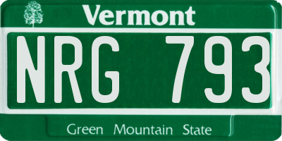 VT license plate NRG793