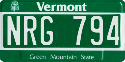 VT license plate NRG794
