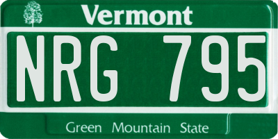 VT license plate NRG795