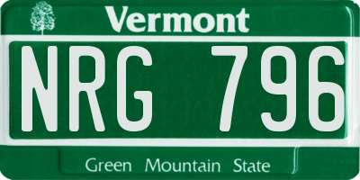 VT license plate NRG796