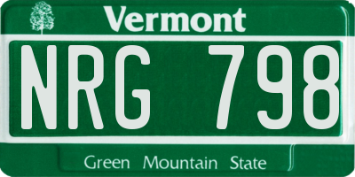VT license plate NRG798