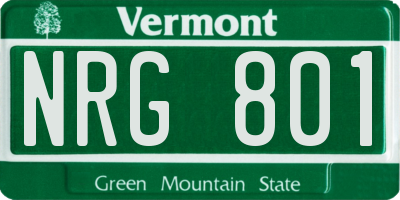 VT license plate NRG801
