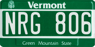 VT license plate NRG806