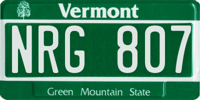 VT license plate NRG807