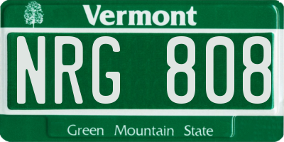 VT license plate NRG808