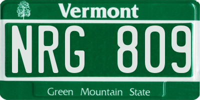 VT license plate NRG809