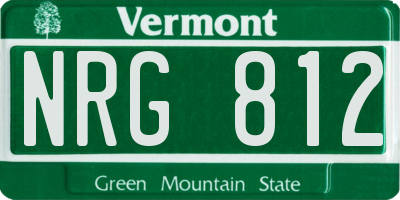 VT license plate NRG812