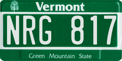 VT license plate NRG817