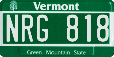 VT license plate NRG818