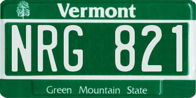 VT license plate NRG821
