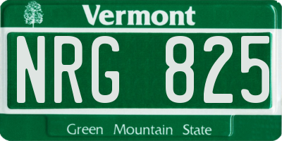 VT license plate NRG825