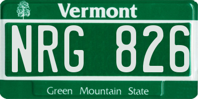 VT license plate NRG826