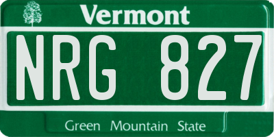 VT license plate NRG827