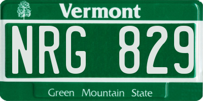 VT license plate NRG829