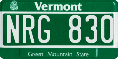 VT license plate NRG830