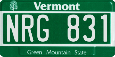 VT license plate NRG831