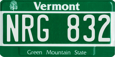 VT license plate NRG832
