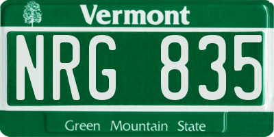 VT license plate NRG835