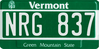 VT license plate NRG837
