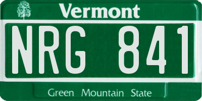 VT license plate NRG841