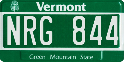 VT license plate NRG844